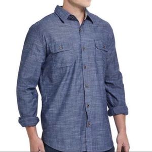 Original Weatherproof Vintage Mens Chambray Button Up Long Sleeve Top Medium